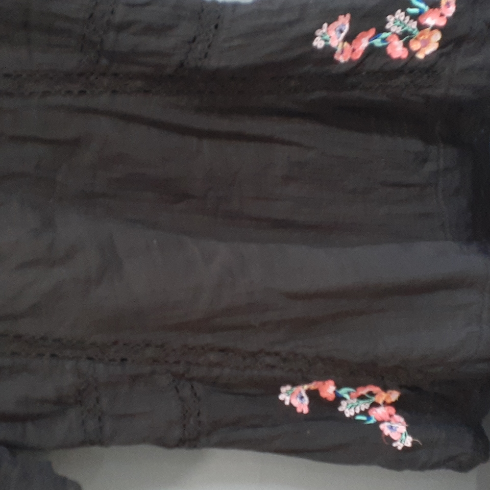 Free people black tunic embroidery floral Boho Festival   top size xs - Picture 5 of 16
